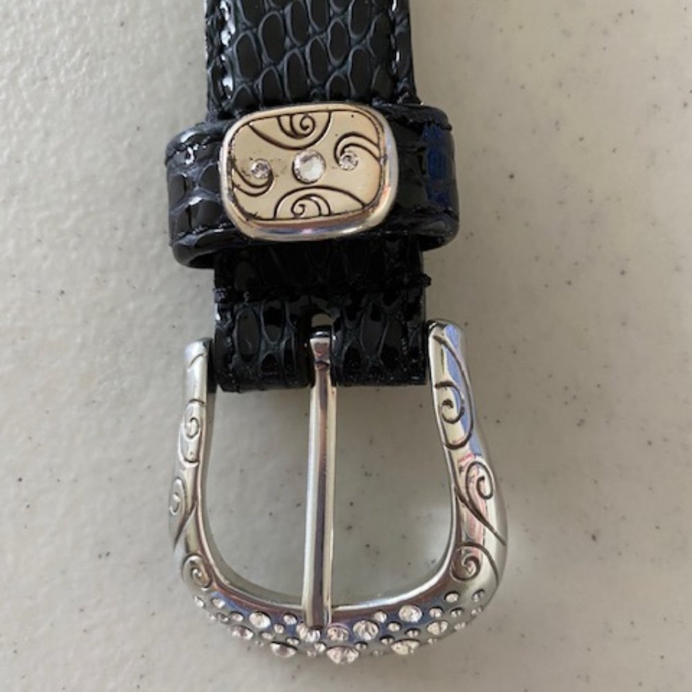 BRIGHTON B31313 BLK MOC SNAKE LEATHER BELT 32 NWOT